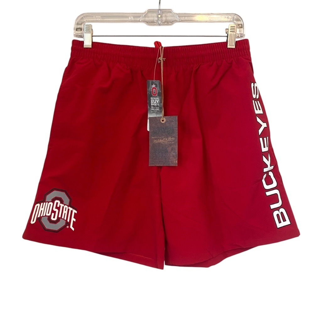 Ohio State Shorts NEW Mitchell Ness Men NCAA Team Heritage Woven Buckeyes Red XS